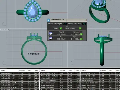 Engagement Ring with Pear Stone 3D print model 3D print model