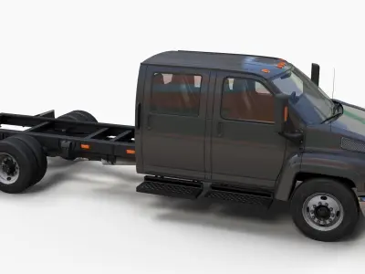 Crewcab frame truck Low-poly 3D model