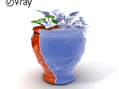 Decorative Terra Cotta Flower Pot with Plant Model Pack Low-poly 3D model