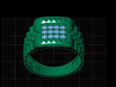 Print Ready STL 3DM  Gents Rings Diamond Men Ring  3D print model 191