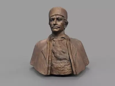 Male Bust Statue Low-poly 3D model