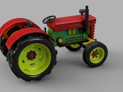 A TRACTOR WITH A ROTATING ENGINE 3D print model