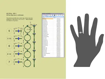 3D printable Ring from jewelry set 002 Free 3D print model