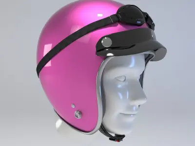 PINK Retro Motorcycle Helmet 3D model