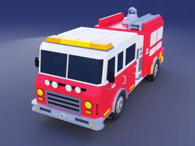 Fire Truck Low Poly Vehicle Low-poly 3D model