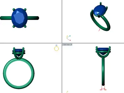 Oval Solitaire Ring Printable model 3dmodel  3D print model