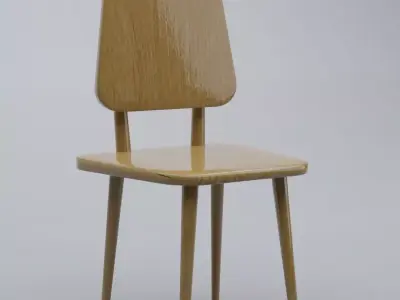 Modern Wooden Chair Low-poly 3D model Free low-poly 3D model