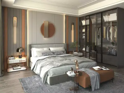 Modern Bedroom Scene 33 3D model