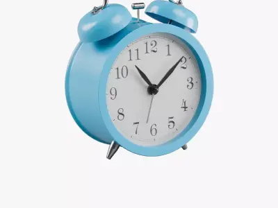 Retro alarm clock Blue Low-poly 3D model