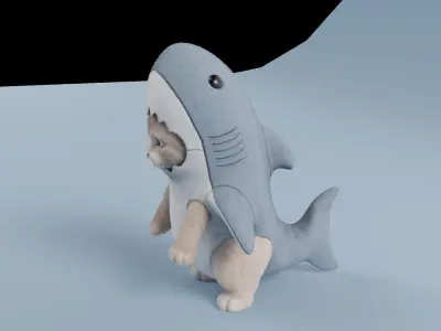High Detailed Shark Cat Baby Costume 3D model