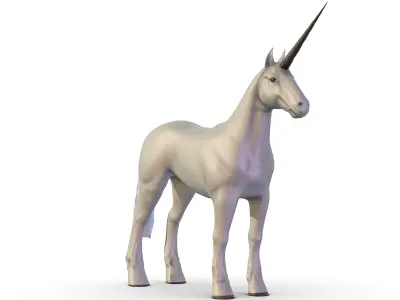 High Poly the Mythical Creature Unicorn Low-poly 3D model