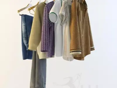 Menwear clothes hanging on hanger Free 3D model