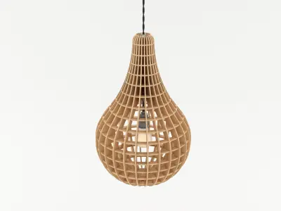 Decorative Wooden Ceiling Lamp 001 3D model
