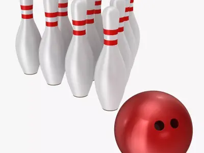 Bowling Ball and Pins Low-poly 3D model