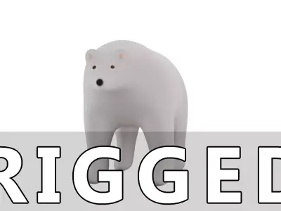 Polar bear RIGGED Low-poly 3D model