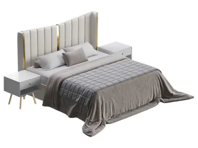 Modern Beige King Size Bed 3D model