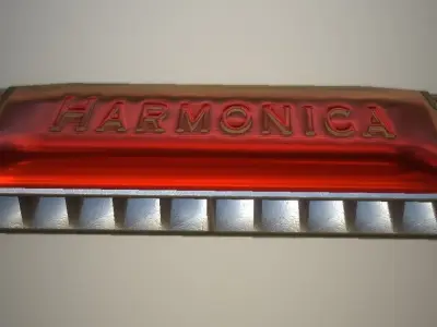 Low Poly Harmonica PBR 4 paints Low-poly 3D model