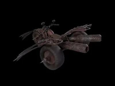 Motorcycle - Game Ready - Low Poly PBR 3D Model  Low-poly 3D model