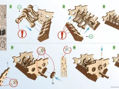 3D Wooden Puzzle Model Grand Prix Car with V8 Engine 3D model