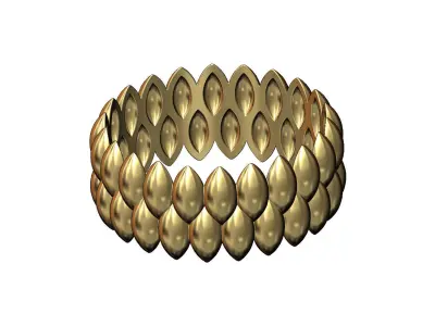 Double row seed shaped motif band size 5to11  3D print model