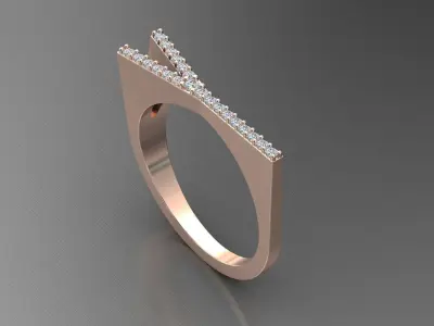 alphabet jewelry ring diamond letter Y 3D print model