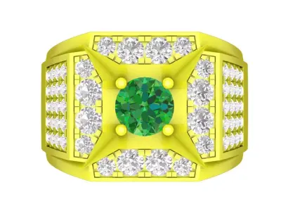 Luxury Square Halo Gemstone Ring for Men 4723 3D print model
