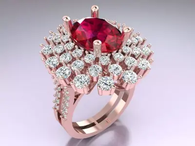 Oval Stone Ring - Womens Rings - N3971 3D print model