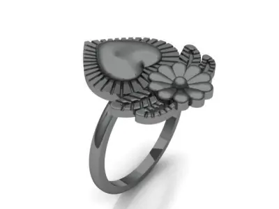 Sacred Heart Flower Ring 3D print model