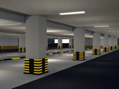 Parking Underground Low Poly  Low-poly 3D model