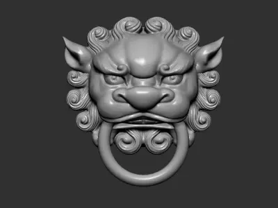 lion door knocker 3D print model