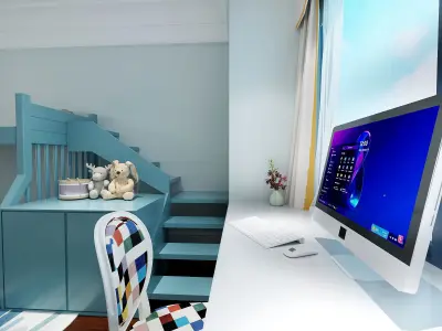 Realistic European children room 3D model