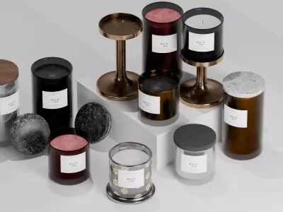 Scented Candles Full Set Low-poly 3D model