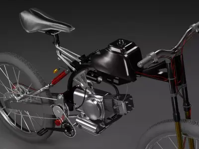 Moto-Bike bike with two wheels and handlebar Low-poly 3D model