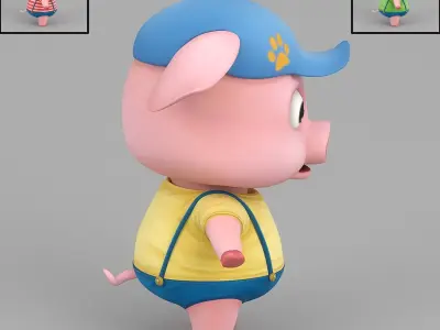 cartoon Pig Low-poly 3D model