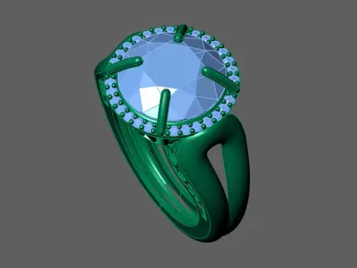 Womens Rings With Stone Ring Ready STL 3DM Models Rings women 3D print model 34