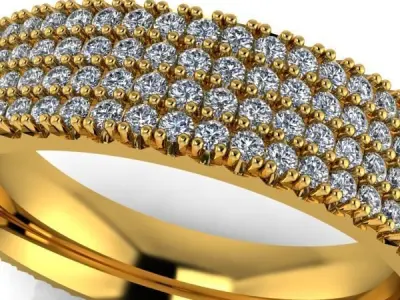 Modern Micropave dia wedding band ring 3D model sz10 3D model 3D print model