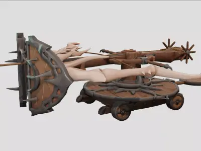 Fantasy Ballista Stylized PBR Low-poly 3D model