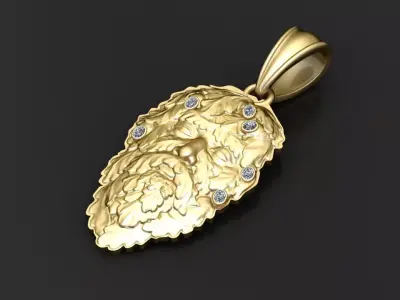 Gold leaf face pendant 3D printable model   3D print model