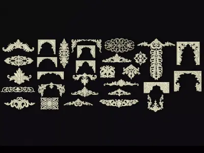 Collection 30 high quality center decors for furniture ornaments 3D model