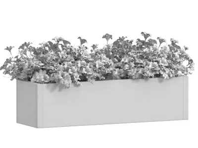 Window box pot with yellow flowers 3D model