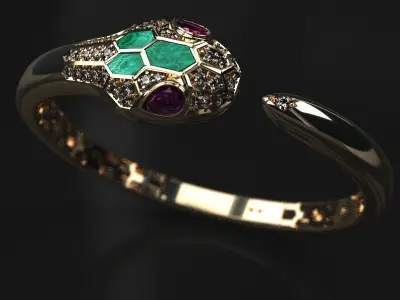 Serpenty Malachite bangle  bracelet 3D print model