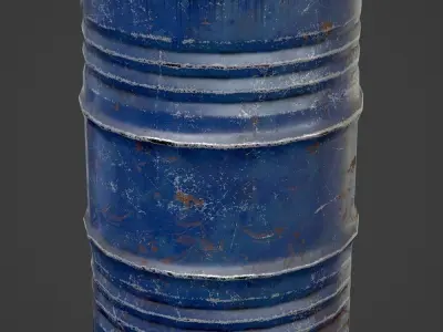 Oil Barrel blue PBR Game-Ready Low-poly 3D model