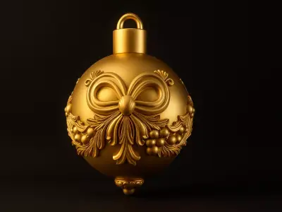 Elegant Christmas Ornament with Bow and Holly Decoration  3D print model
