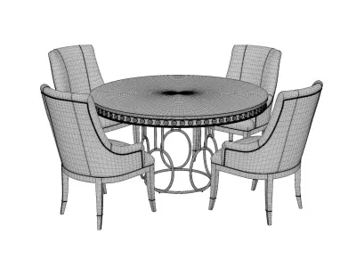 Round dining set 3D model