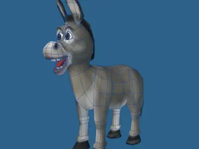Cartoon of donkey Low-poly 3D model