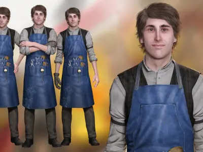 Industrial Electrical Technician Fully Rigged 3D Model Low-poly 3D model