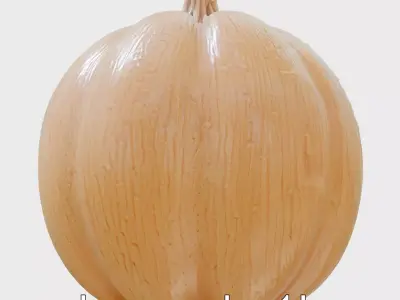 Wooden Pumpkin Sculpture with Detailed Texture Low-poly 3D model