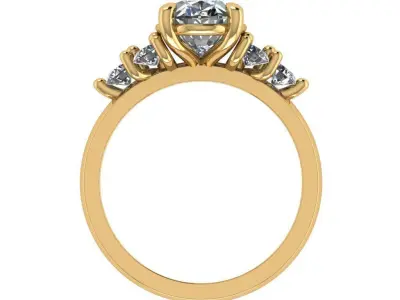 Oval and round multi stone diamond ring 3D print model