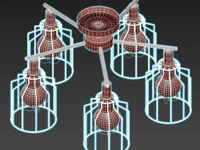 escada six light caged ceiling light 3D model