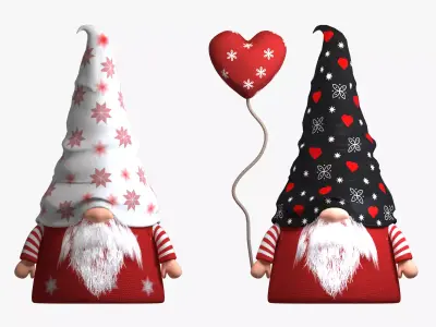 valentine christmas gnomes Low-poly 3D model